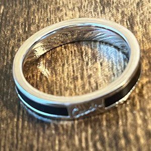 Coach Silver and Black Slim Ring